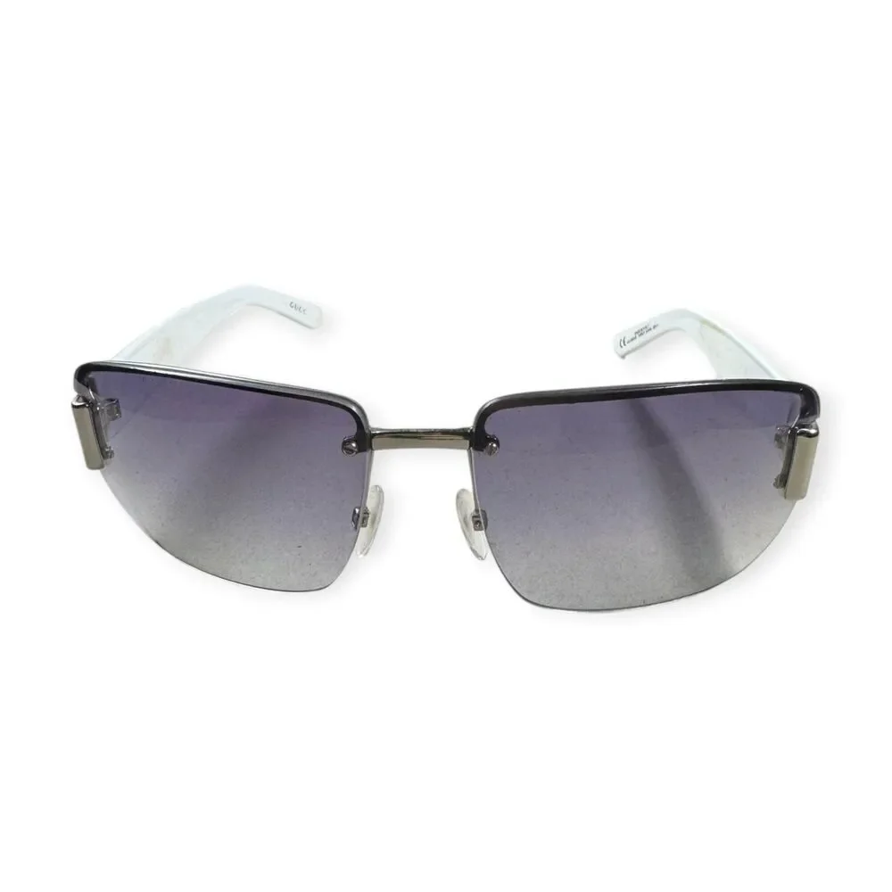 Gucci 2851/s Semi-Rimless Sunglasses White Frame Gray Lenses w/ Case Retro VTG